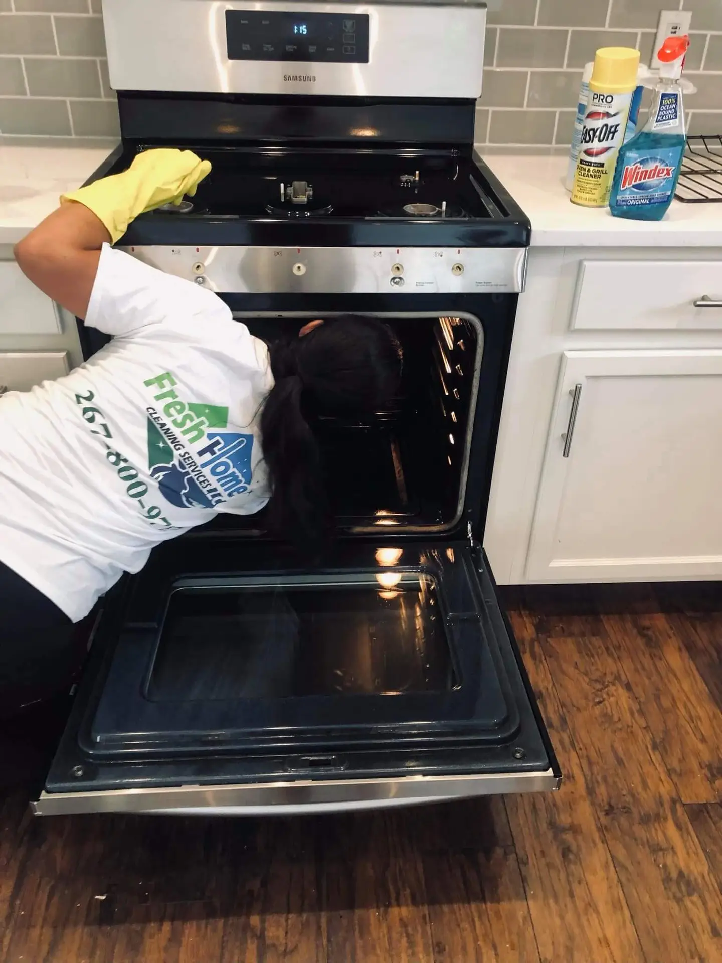 Residential house cleaning - oven detail